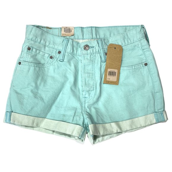 Levi's Mid-Rise Cuffed Mint Green 501 Shorts NWT - Picture 2 of 7